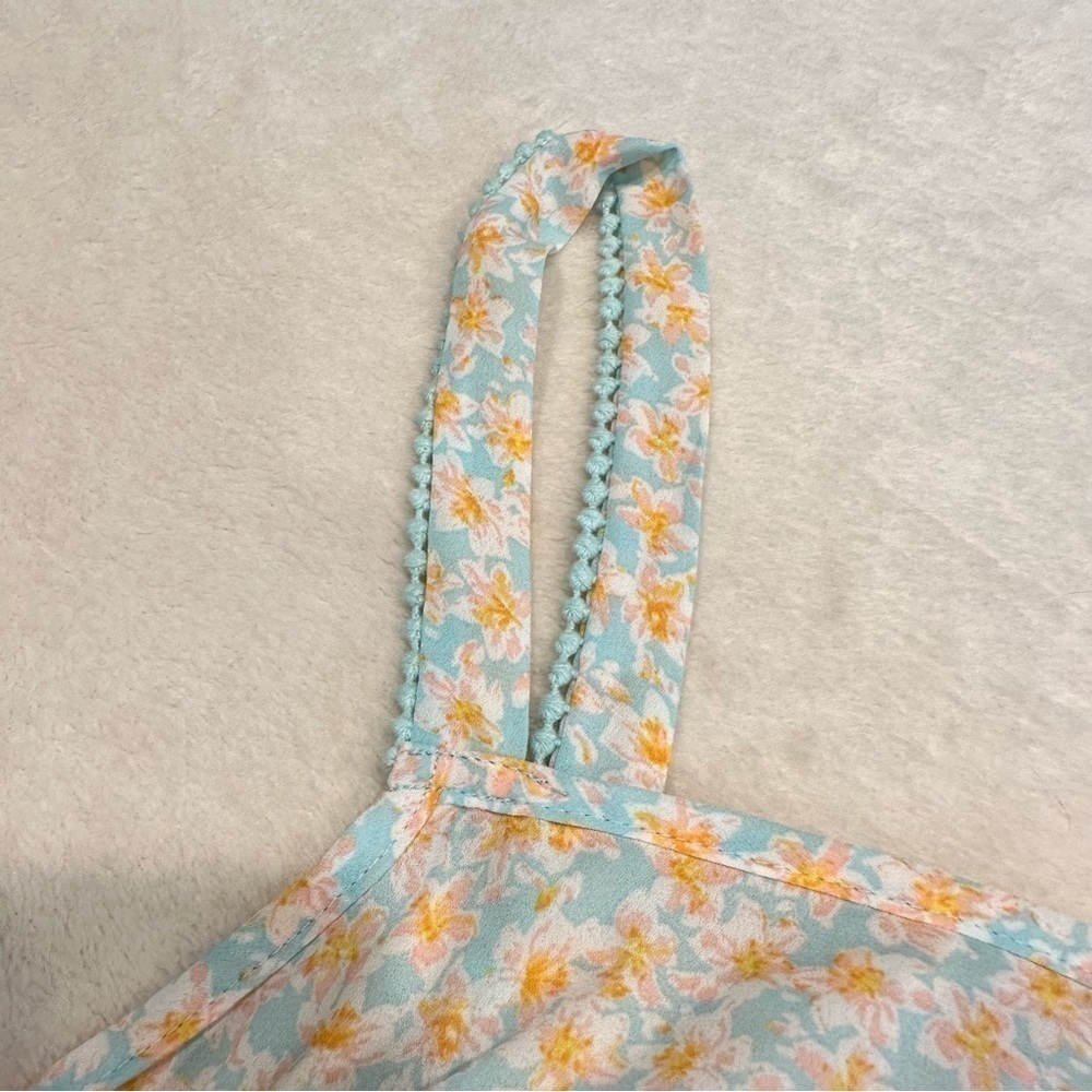 NWT Sienna Sky High Neck Sleeveless Floral Tie Back Midi Dress - Picture 4 of 13
